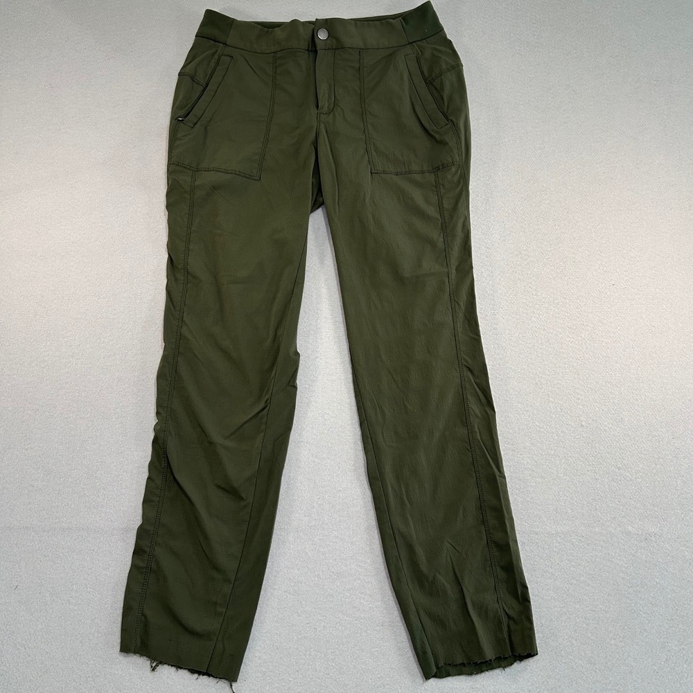 Athleta Trekkie North Joggers Pants Women 8T Olive Green Ripstop Raw Hem
